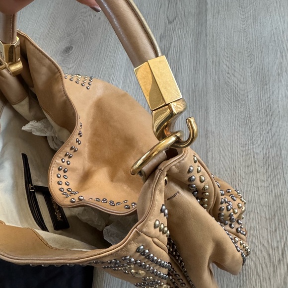Yves Saint Laurent Camel Studded Shoulder Bag - Picture 14 of 15